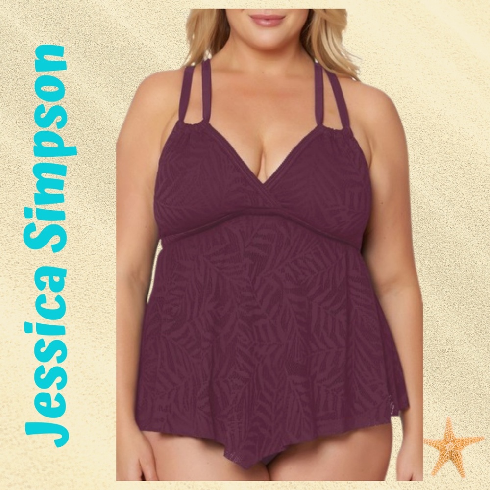 Plus Size Crochet Faux-Wrap Tankini Top